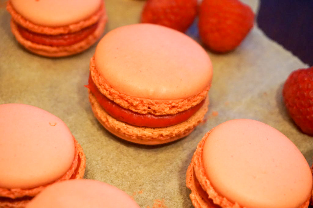 raspberry macarons with coconut butter cream filling — the farmer's  daughter