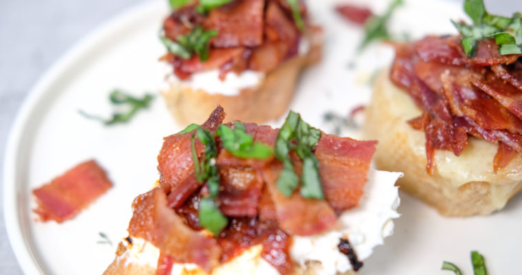 Bacon Crostini with BBQ Caramelized Onions