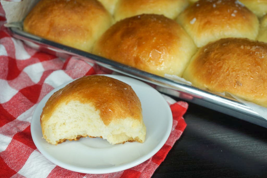 close-up of the potato dinner rolls