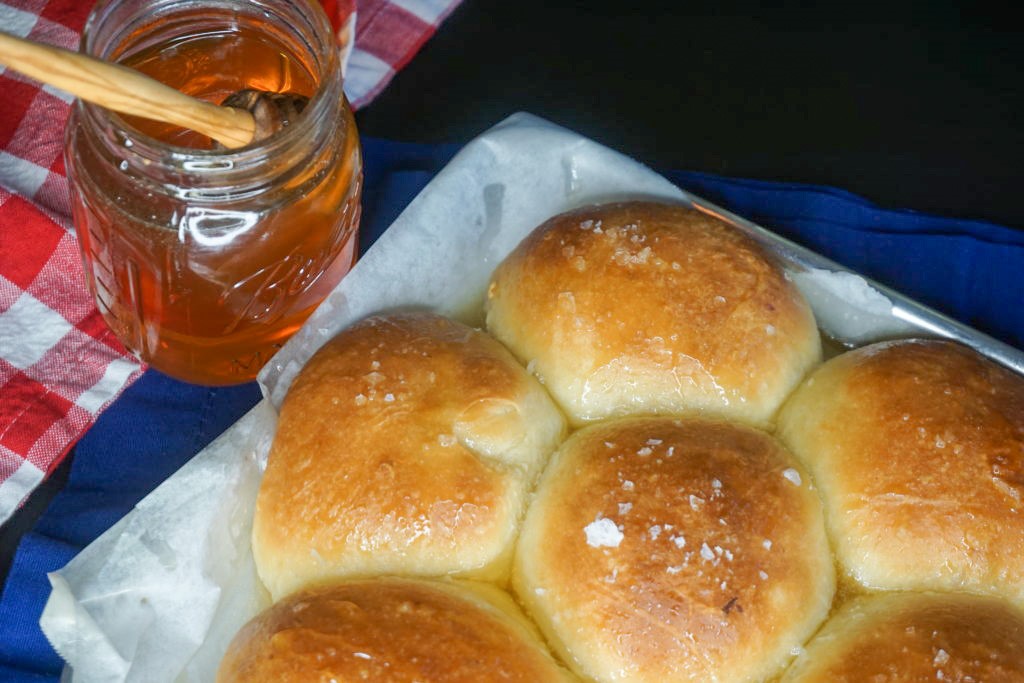 the baked potato dinner rolls with a honey sage butter 