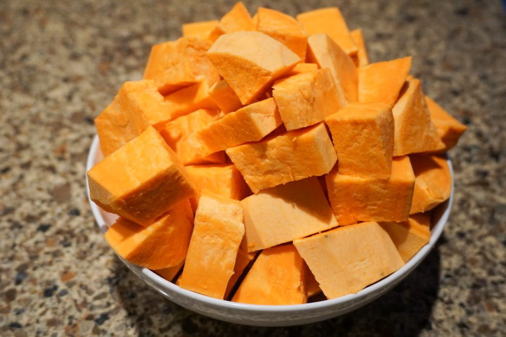 chopped sweet potatoes 