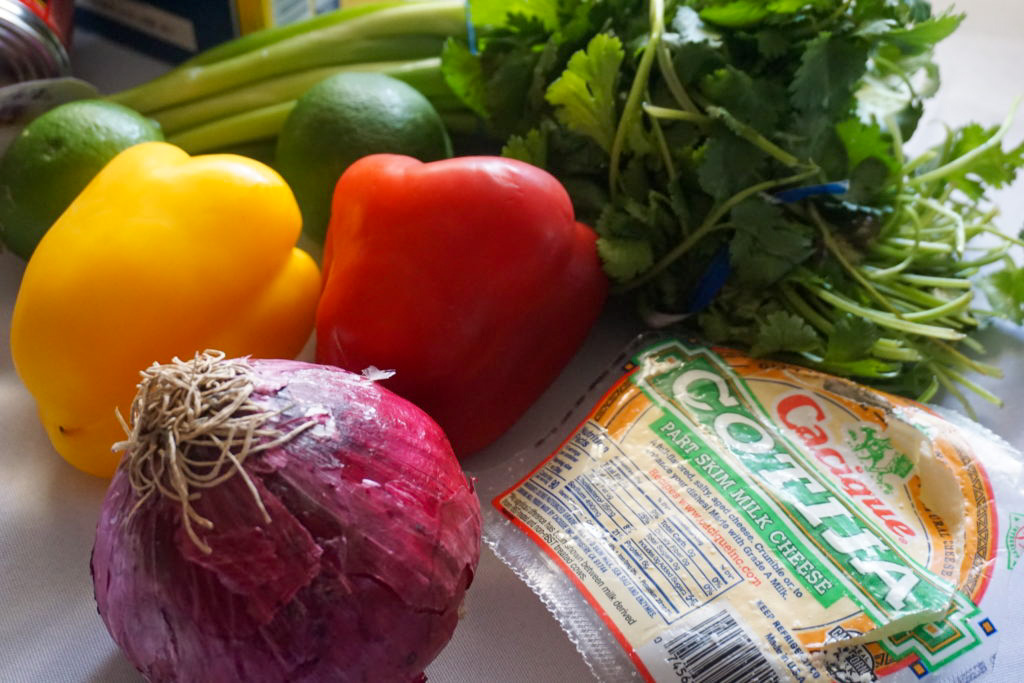 fresh ingredients and cotija cheese 