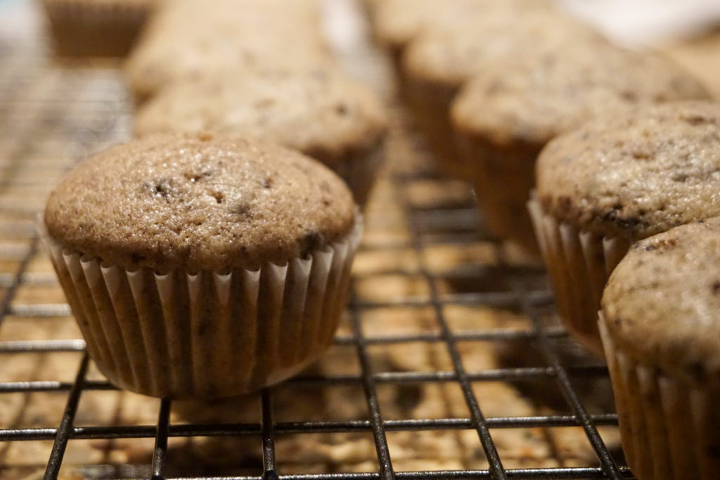 cookies n' cream mini cupcakes on a cooling rack 