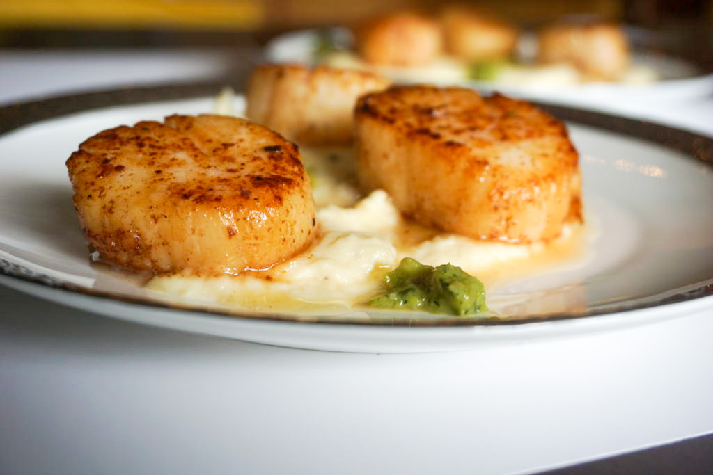 seared sea scallops plated 