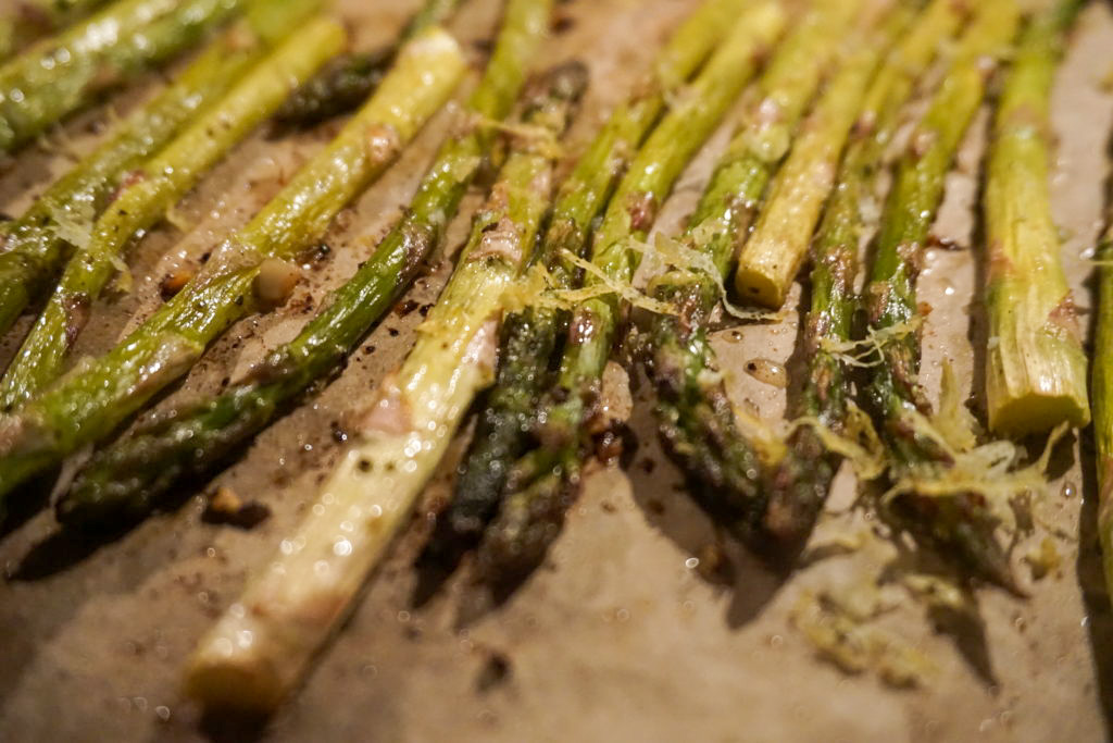 roasted asparagus with lemon zest 