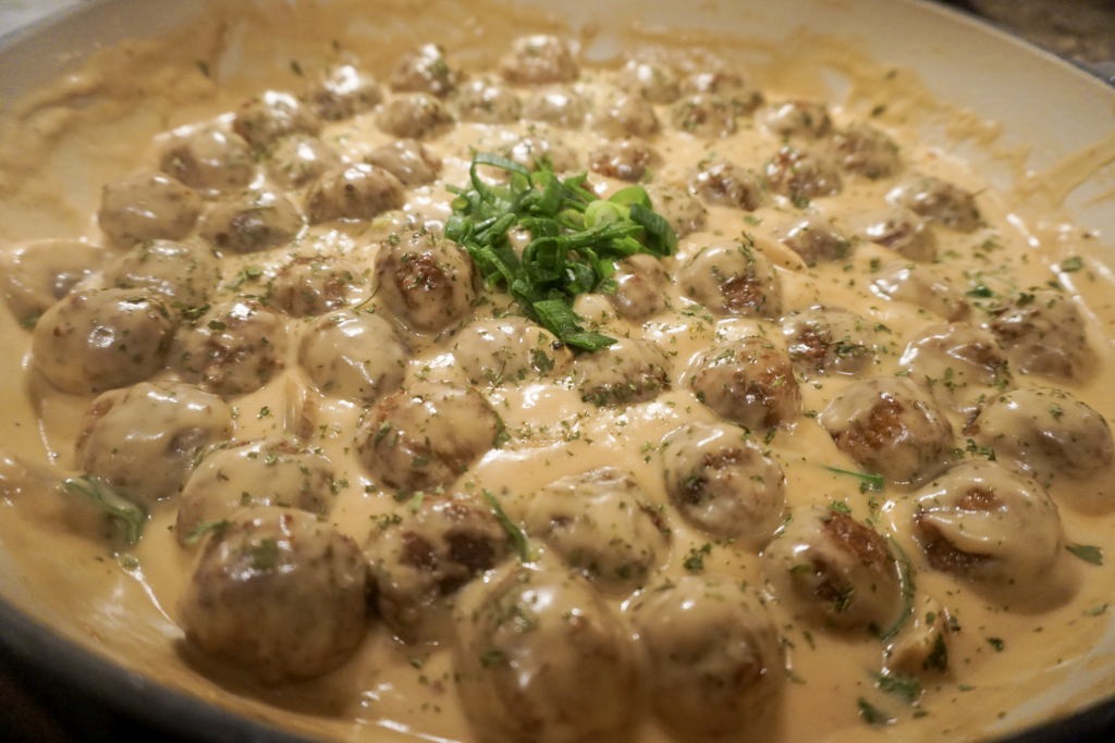 Completed dish Swedish Meatballs