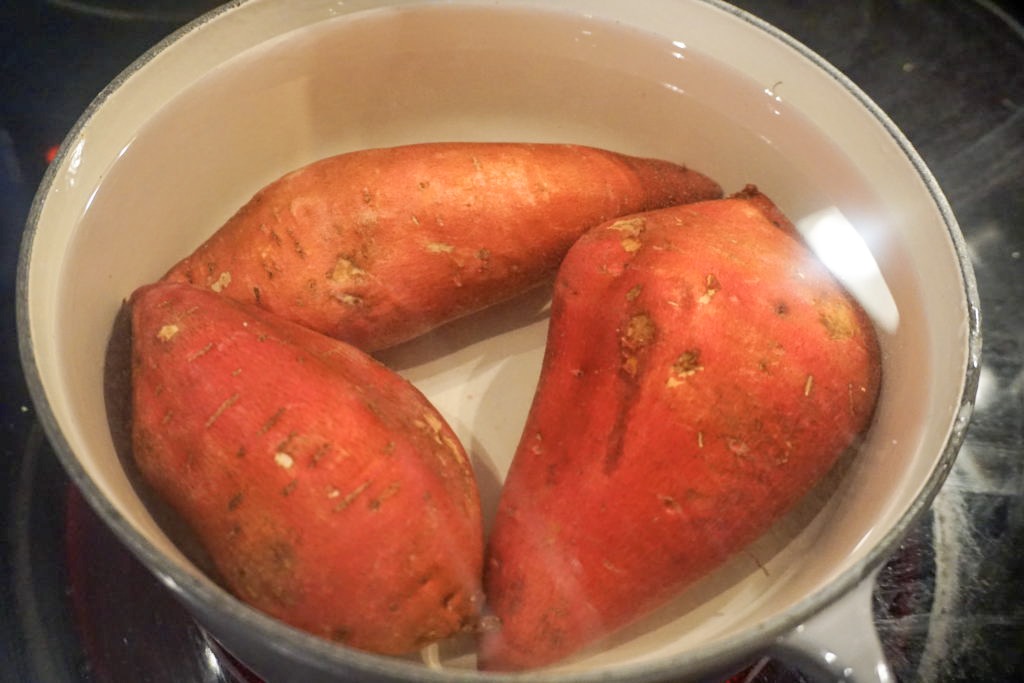 Cooking the sweet potatoes