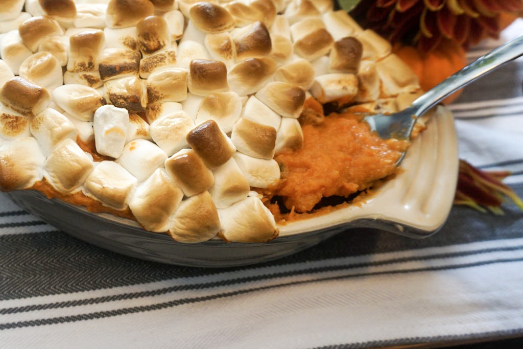 Sweet potato casserole up close