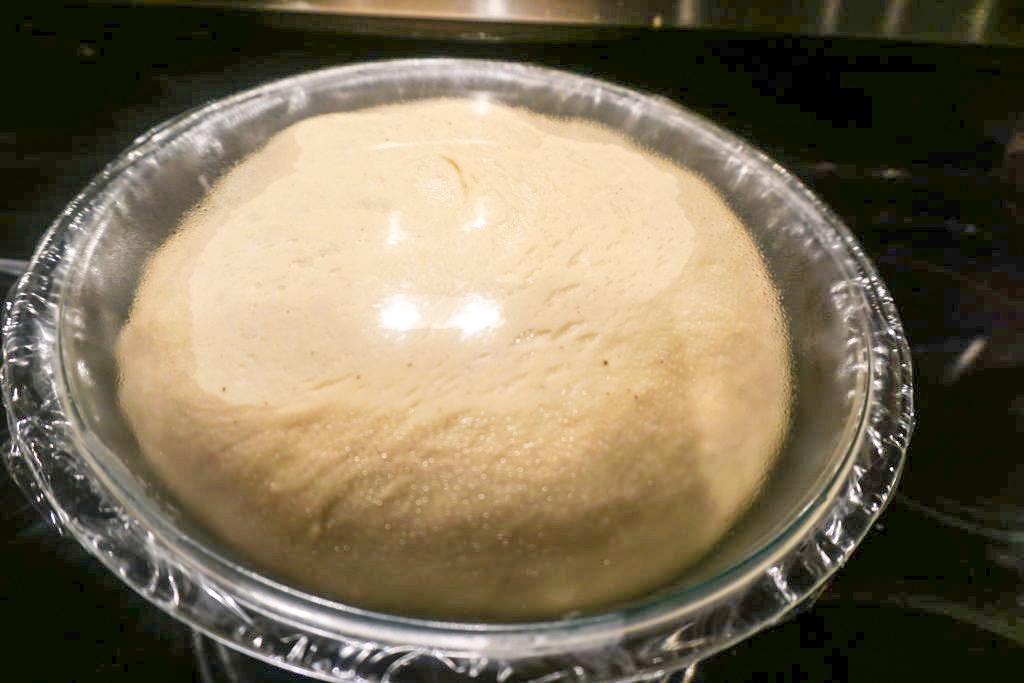 The brioche bread first rise