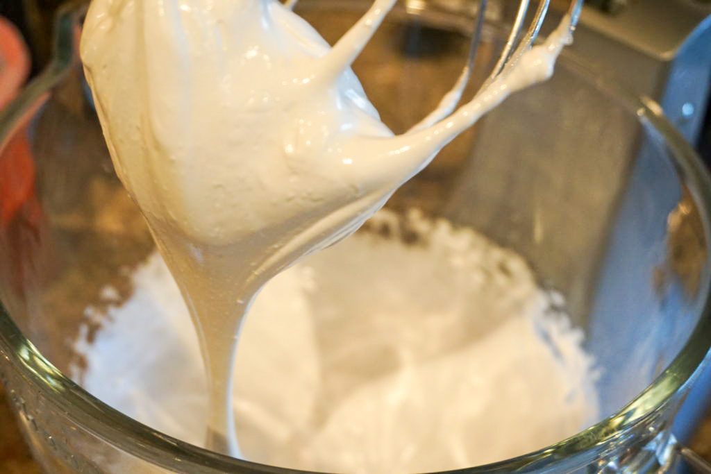 Close-up of the whipped macaron