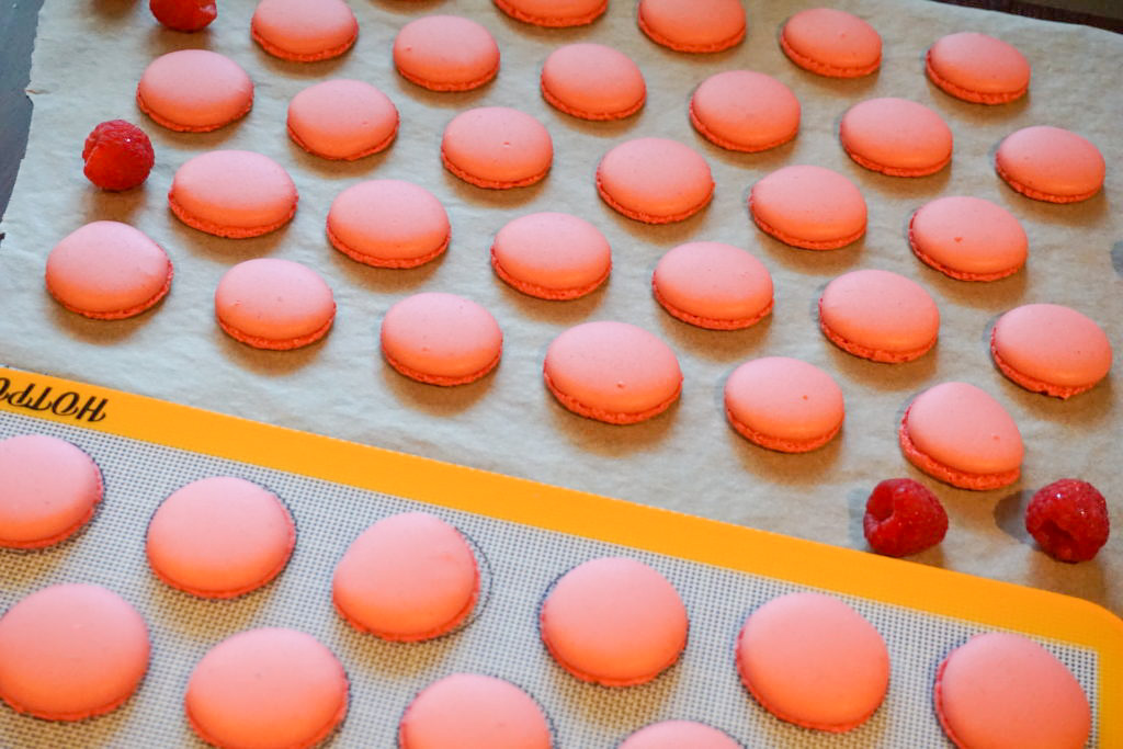 Fresh out the even raspberry macaron shells