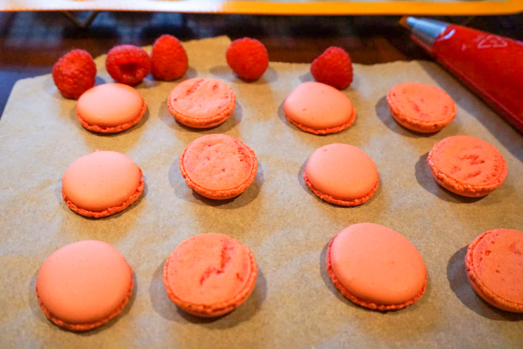 raspberry macarons with coconut butter cream filling — the farmer's  daughter