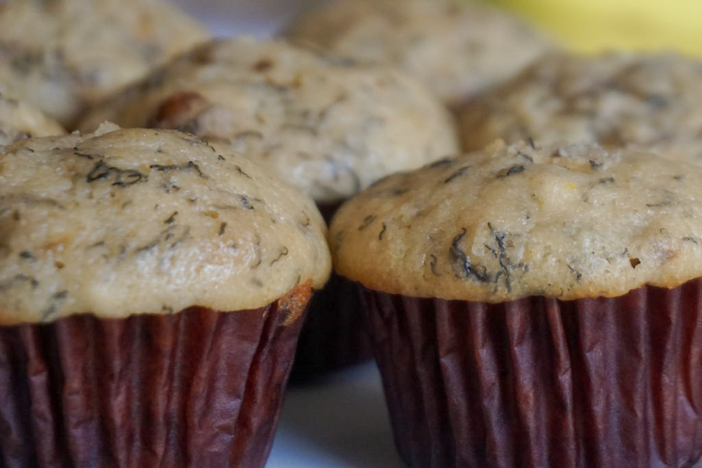 close-up of mini banana muffins