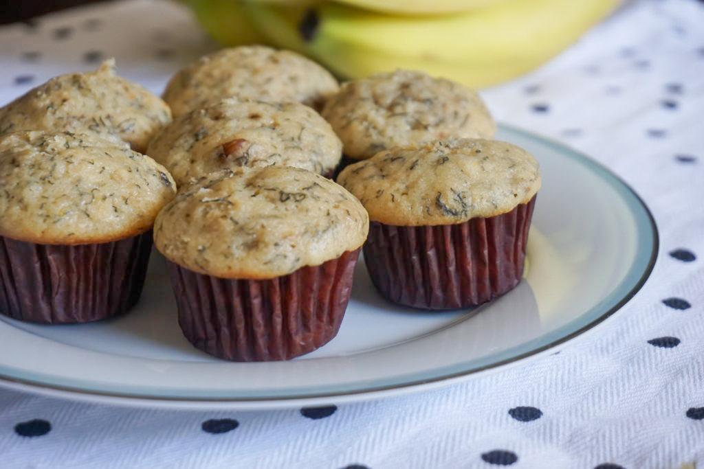 Mini banana muffins on a plate